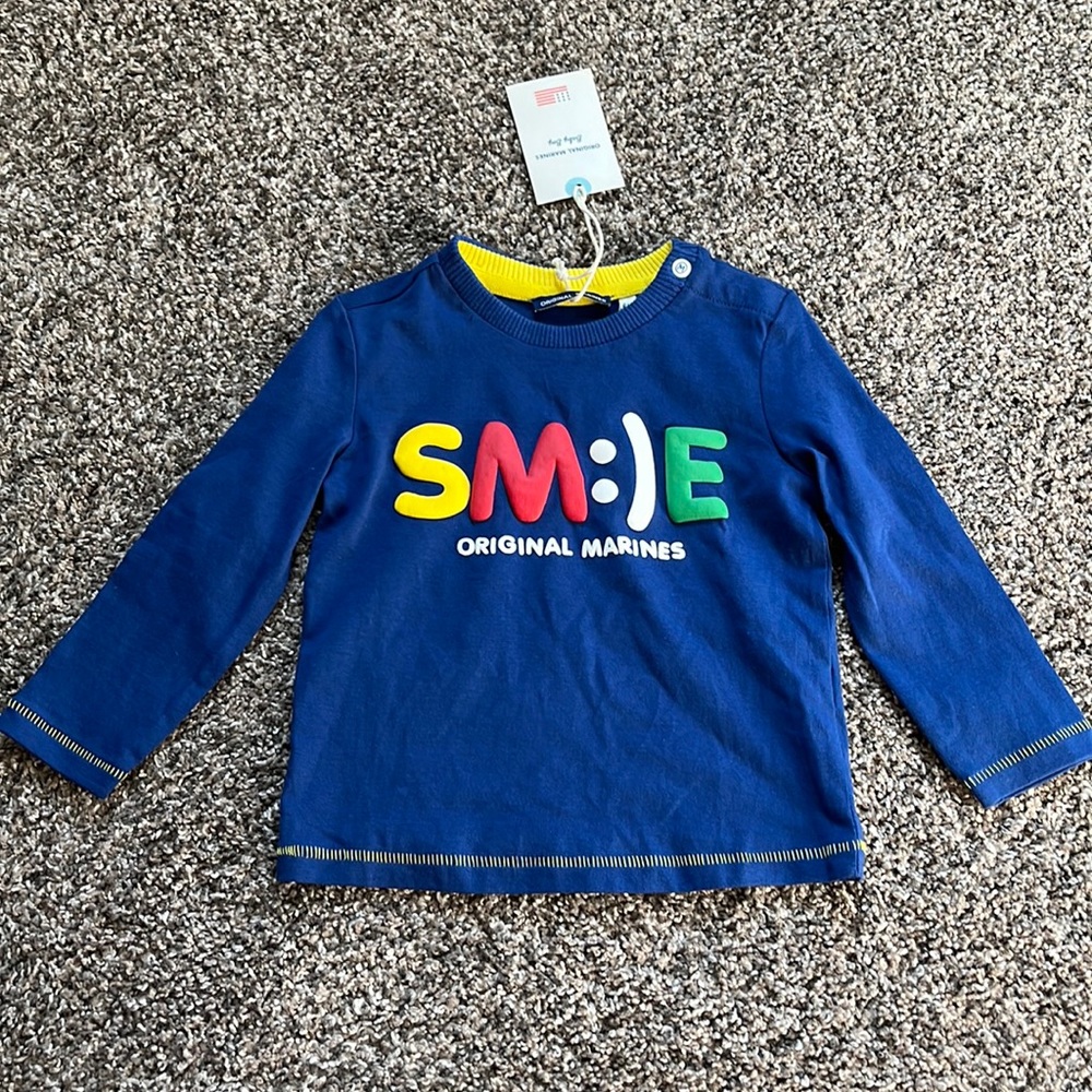 NWT Original Marines 6-9 month infant smile long sleeve shirt colorful